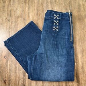 J Brand High Rise Boot Crop Jean Joan Lace Up Blue